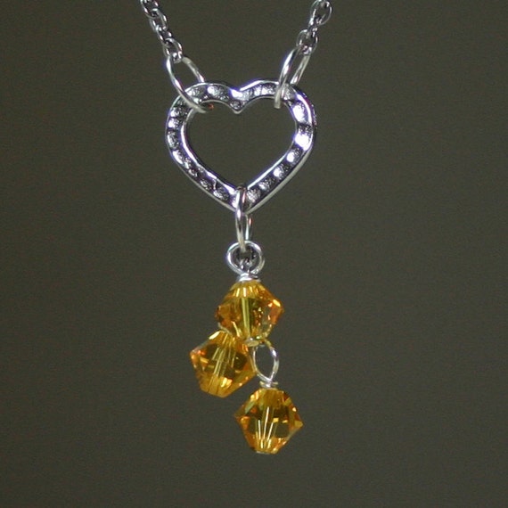 NOVEMBER BIRTHSTONE heart cascade necklace