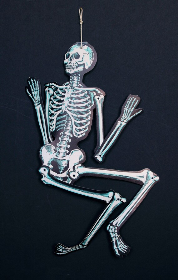 Sitting Paper Posable Skeleton Bone Man Movable Halloween