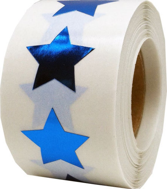 Metallic Blue Star Stickers 3/4 Adhesive Star Shape