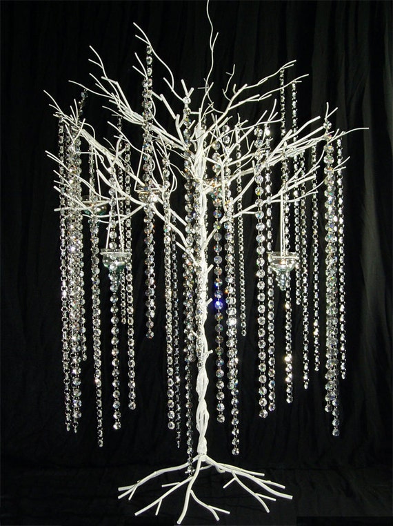 Simply Stunning White Wire Wedding Tree with Hanging Crystals