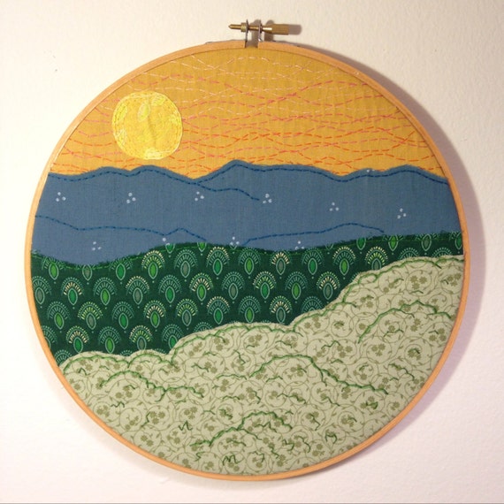 SALE Mountain Sunset Embroidery Art 10 hoop art