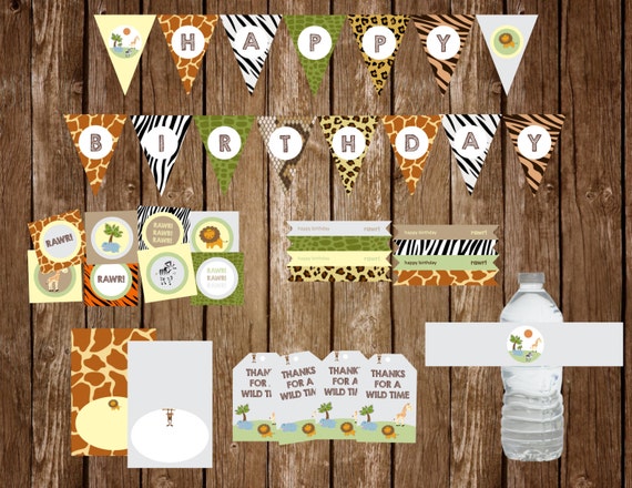 Items similar to Safari Birthday Party Pack on Etsy