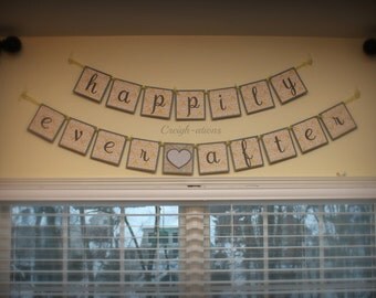Items similar to Printable Banner, Happily Ever After in Coral &amp; Gray ...