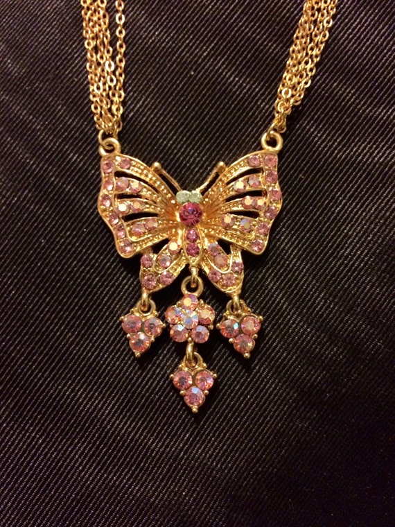 Kirks Folly Retired Butterfly Necklace with Pink by FromTheVanity