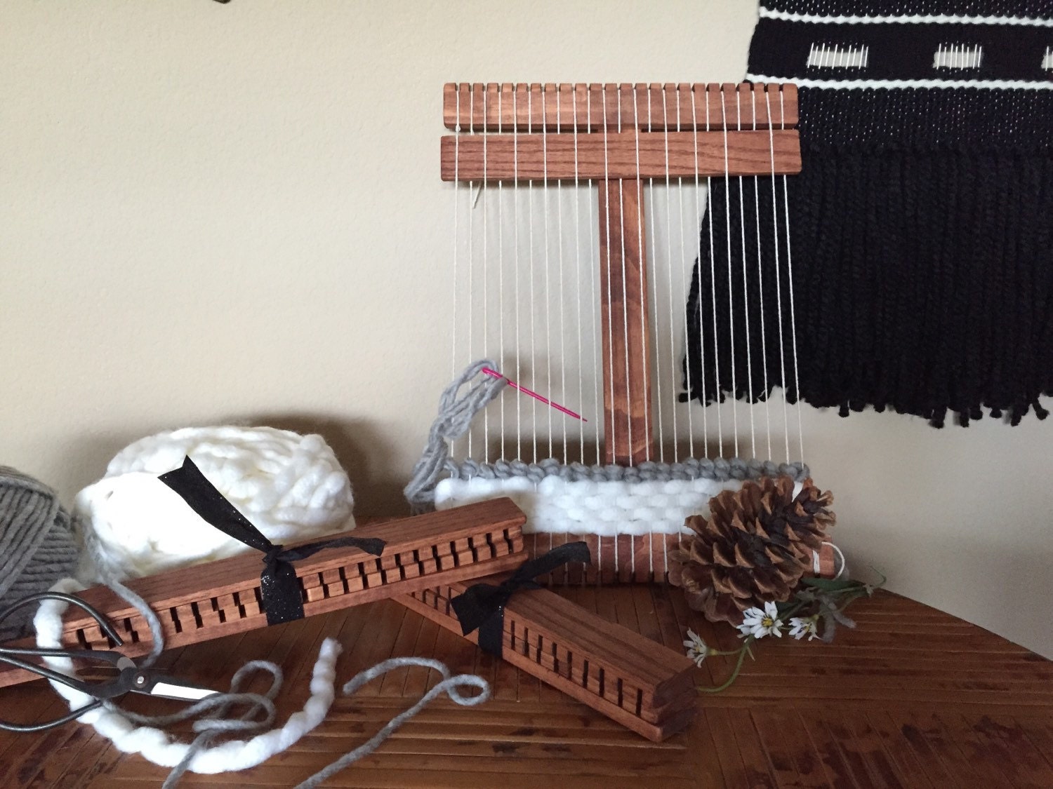 Small Wood Weaving Loom Weaving Kit You Choose Color