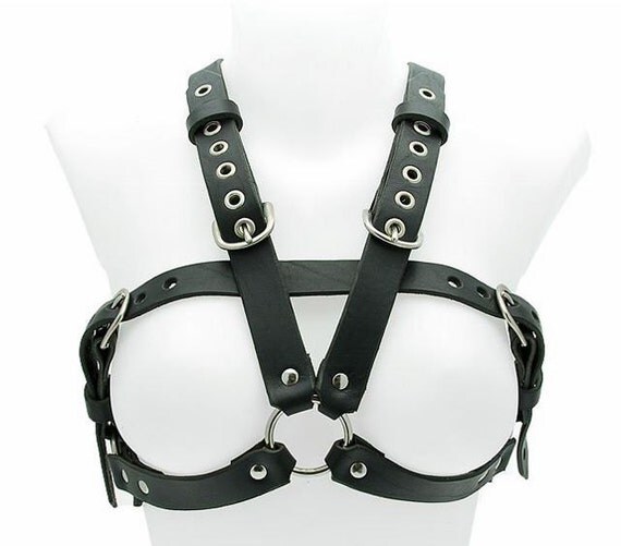 BDSM Harness Leather Breast Binder Female Harness. Fully