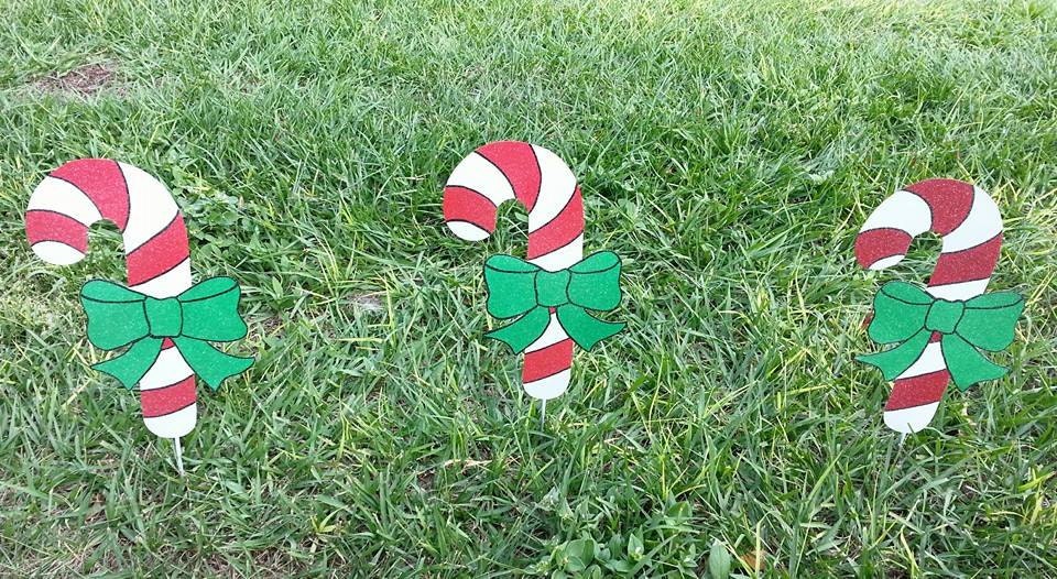 Candy Cane Yard Decorations Set of 7 Holiday Yard