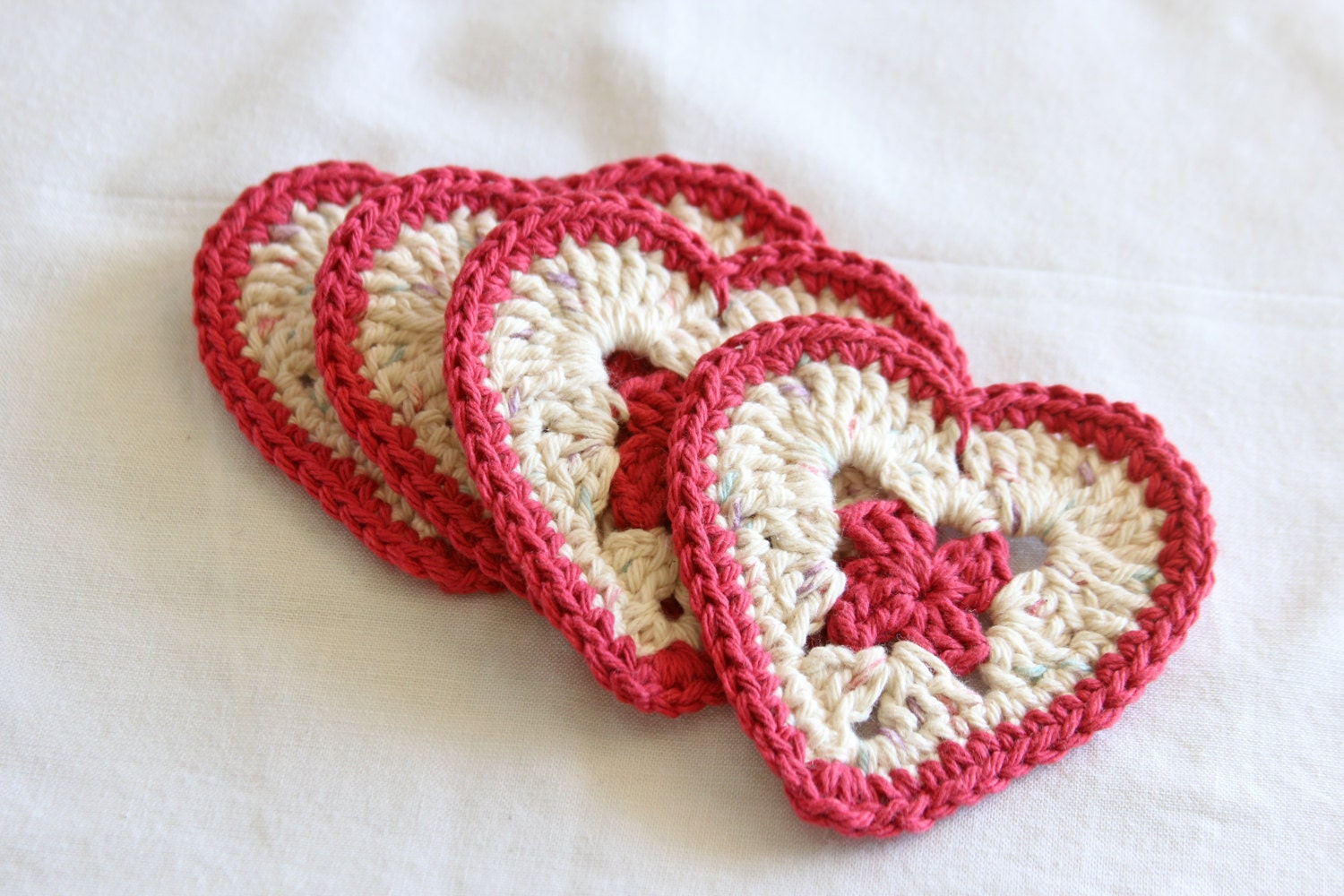 Crochet coaster set heart shaped coasters 100 by greencreekgifts