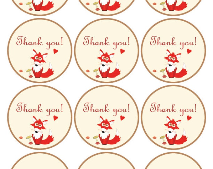 Thank You Favor Tags .Woodland tags.Animals forest tags.Printable Woodland Birthday diy Thank You Tags.Woodland Babyshower. INSTANT DOWNLOAD