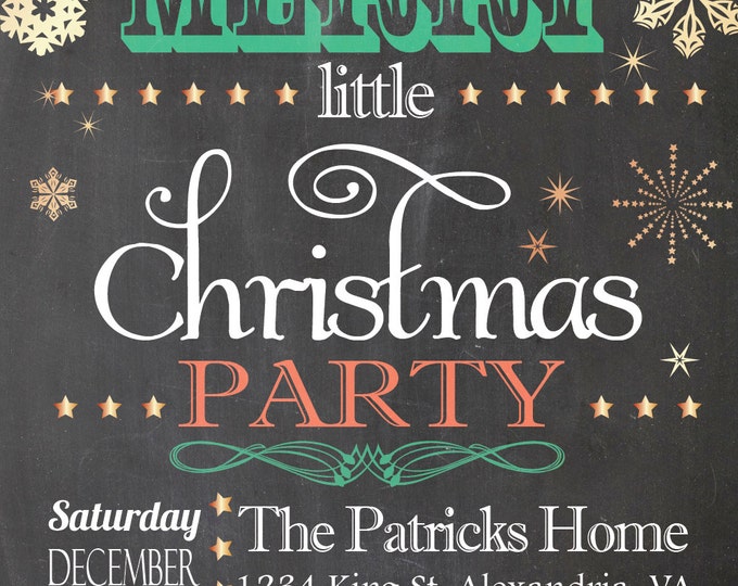 Christmas Invitation, Christmas Invite, Holiday Invitation, Christmas Party. Chalkboard Christmas invite PRINTABLE, Holiday Invite