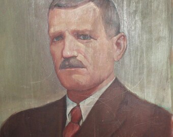 Antique European art oil painting man portrait