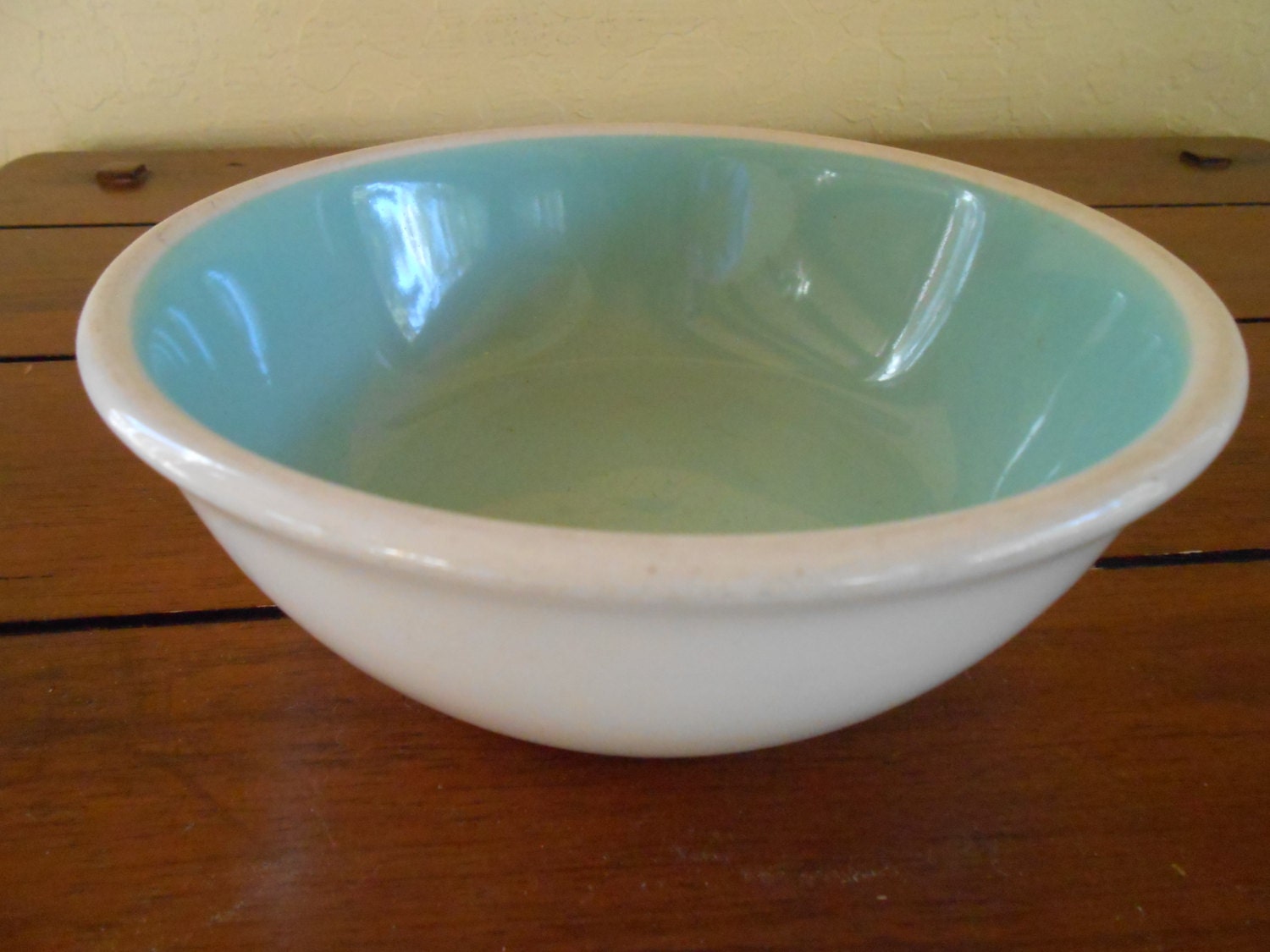 Vintage Taylor Smith Taylor Chateau Buffet Cereal Bowl in Cream & Turquoise Haute Juice
