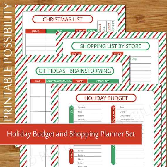 Christmas Shopping And Bud Planner Holiday Bud Sheet