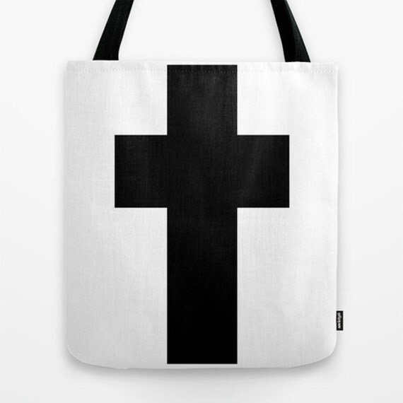 WHITE CROSS Tote Bag by JUST3Js on Etsy