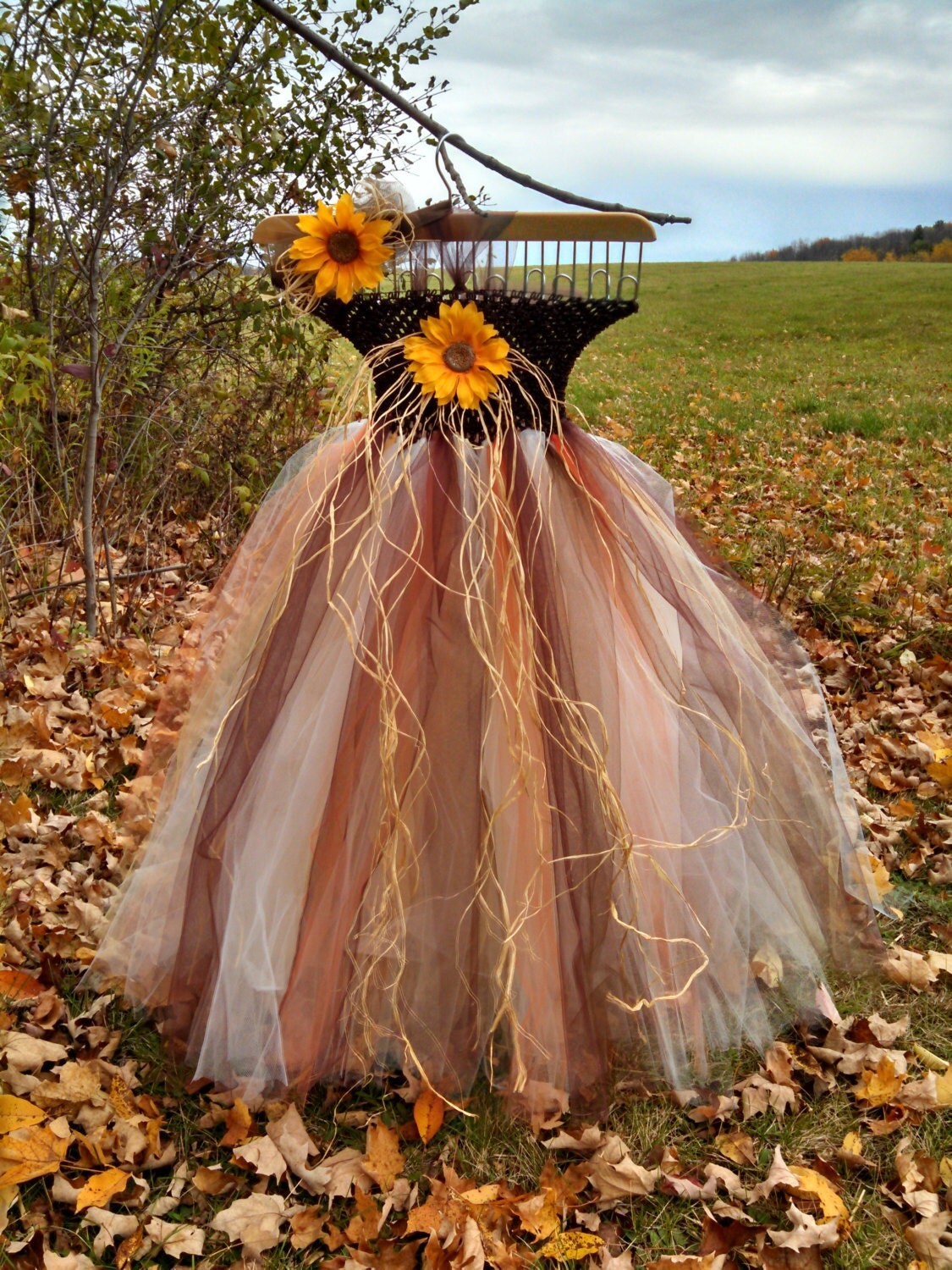 beautiful scarecrow tutu dress with matching headband