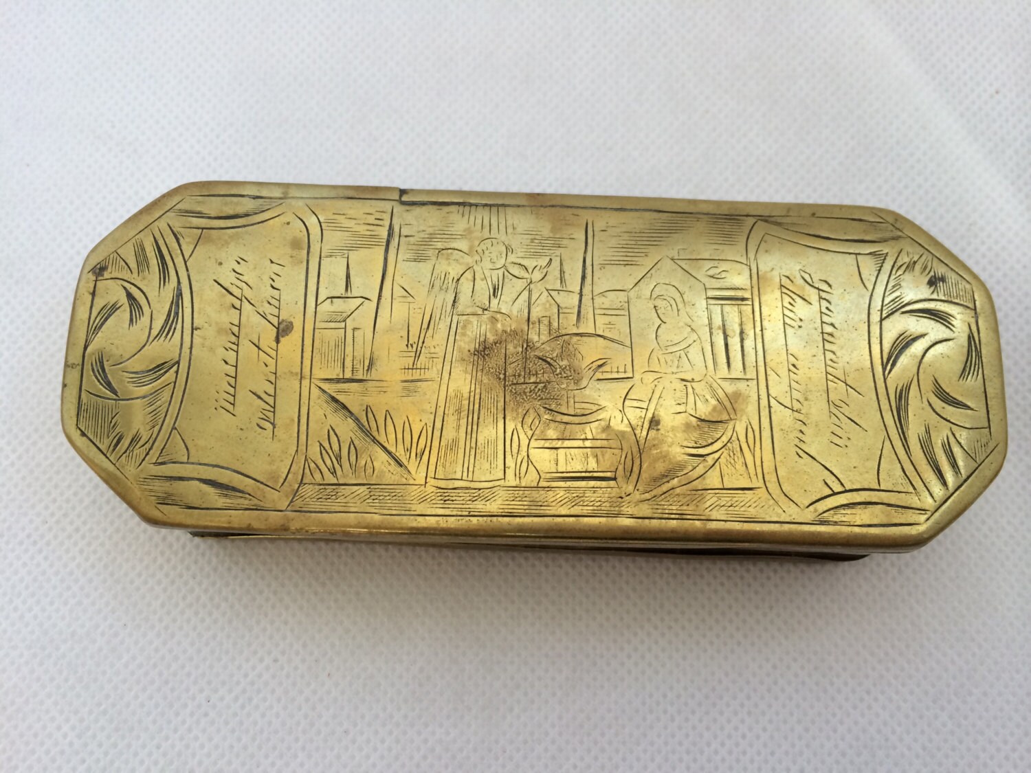 18th Century Dutch Brass Tobacco Box 4476