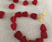 Cultured Red Sea Glass Bracelet