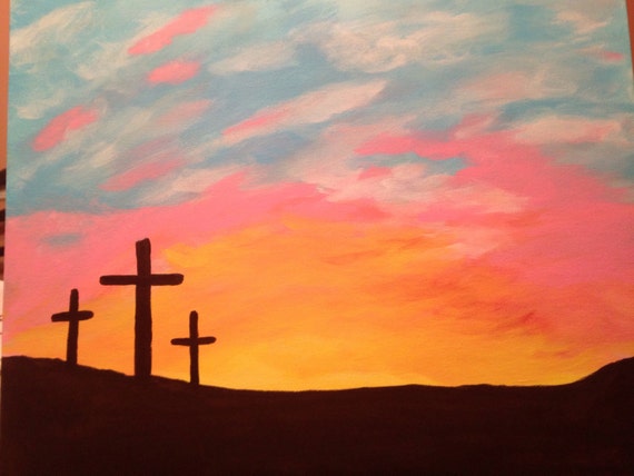 Items similar to Sunrise at the cross painting on Etsy