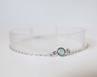 mint and silver bracelet, delicate bracelet, dainty bracelet, minimalist bracelet,simple bracelet, bridesmaids gift bracelet