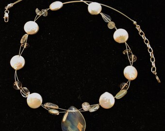Necklace Loreleï Blanc Bleuté