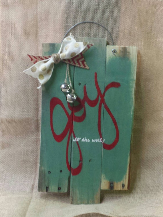 Joy to the world pallet wall hanging holiday by SkrappieHappie