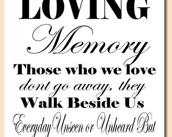 In the Loving Memory print wedding Personalised Sign A4 or A3 Wedding ...