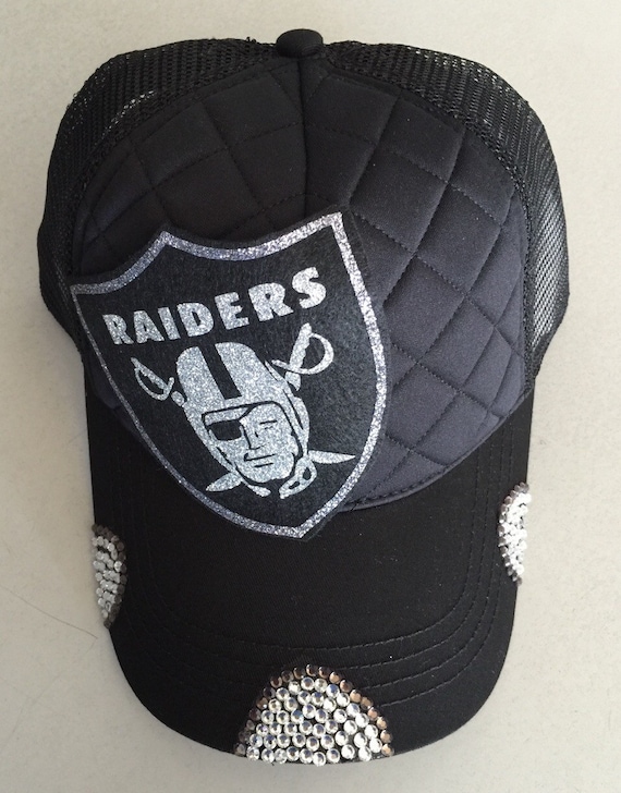 Oakland Raiders Custom Rhinestone Bling Hat by VarsityDesignsCA