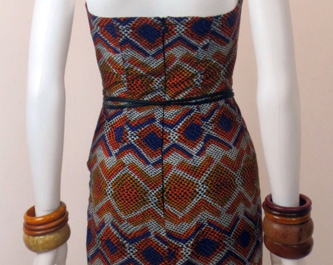 90s African wax printed snakeskin inspired strapless dress - this available through custom order only