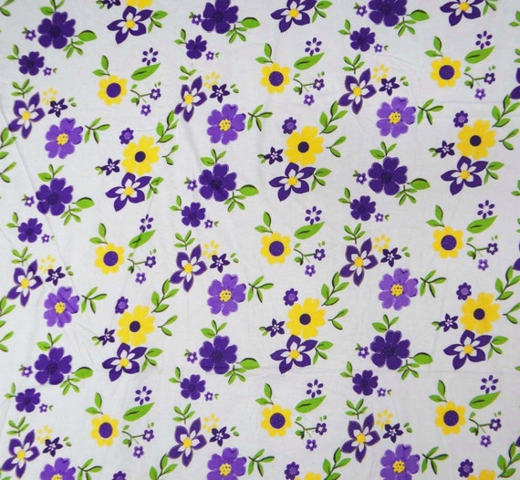 Floral Print White Fabric Pure Cotton Decorative by Soimoi on Etsy