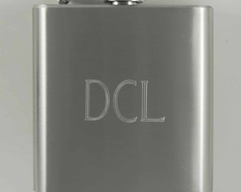 stainless steel personalized monogrammed flask, engraved flask, hip flask, pocket flas