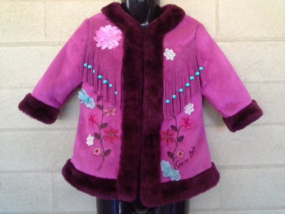 20%OFF SALE pink girls jacket faux fur pink winter coat