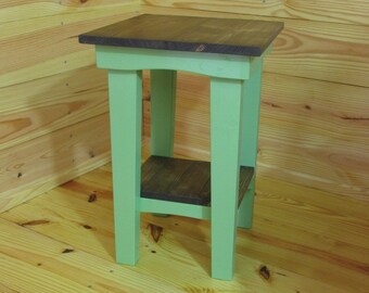 Green End Table, Side Table, Farmhouse, Bedside Table, Night Stand, Patio Table, Reading Table, Rustic, Handmade