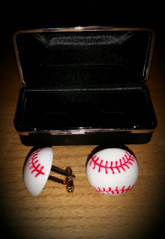 Baseball cufflinks sporty cufflinks fun by ArtfulCraftero1 on Etsy