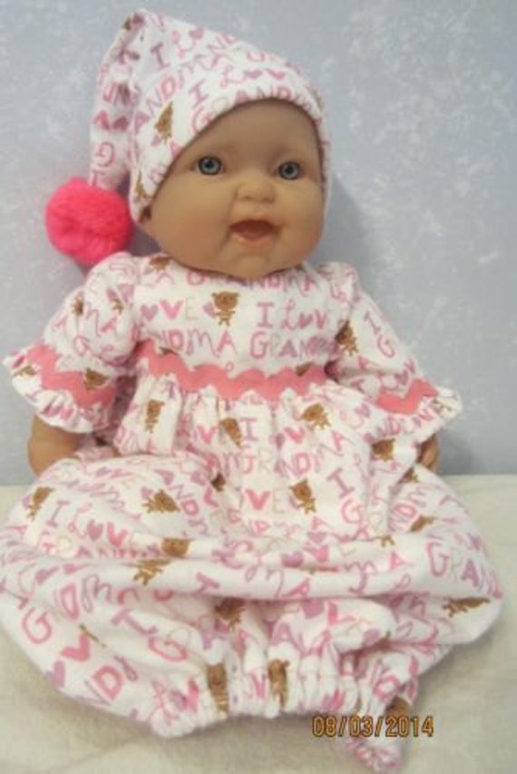 baby doll nightgown and cap i love grandma by sewnwithlovebygrandm