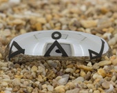 6mm Dome Tungsten Carbide comfort fit black lasered Stargate design and FREE INSIDE ENGRAVING up to 32 characters!