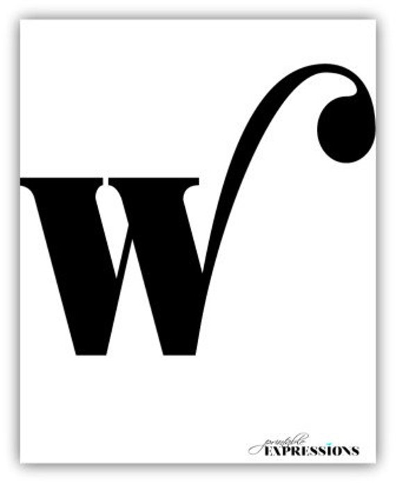 Letter W Monogram Initial Print Large By Printableexpressions