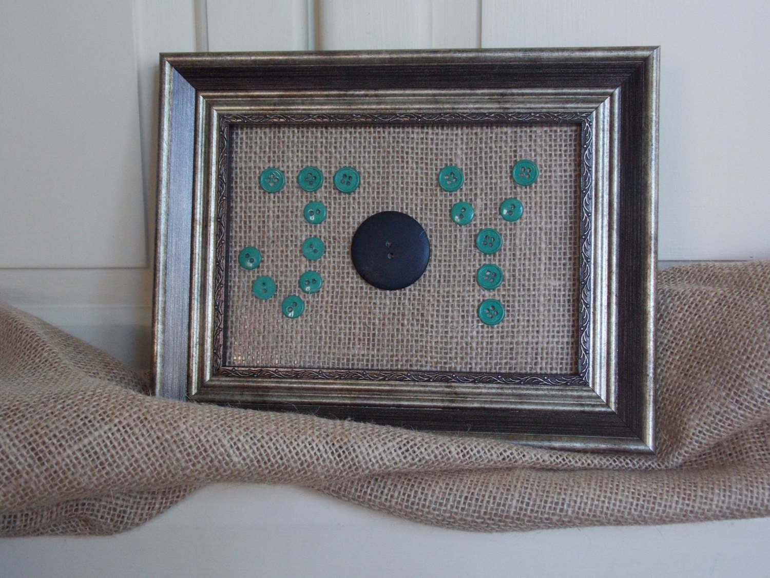 Handmade Button "Joy" Sign on Burlap