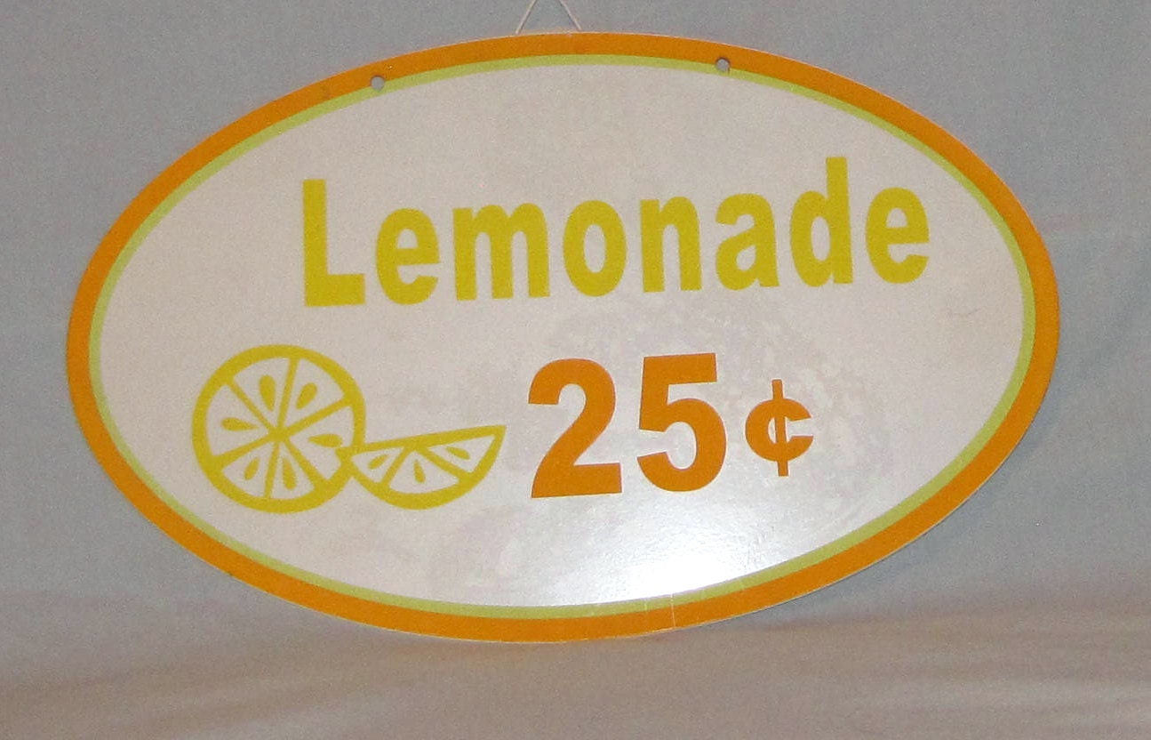 Porcelain Lemonade Sign Lemonade 25 Cents HEAVY