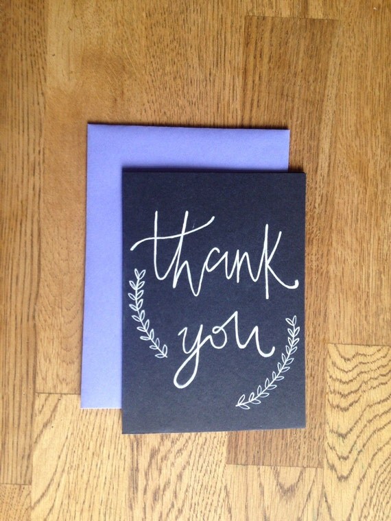 hand written thank you card by Toastcrafts on Etsy