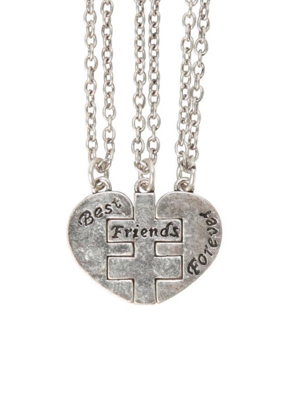 Best Friends Forever Necklaces Set Set Of 3 Necklaces Bff Necklaces Friendship Necklace Best 