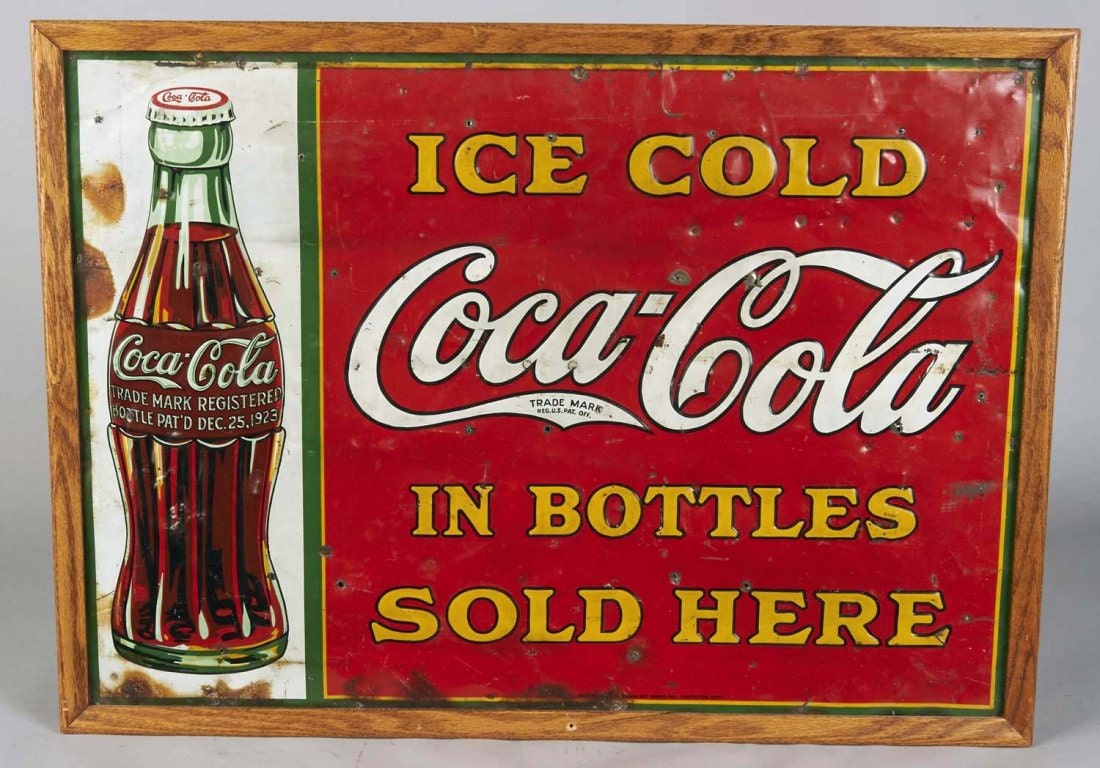 1923 Coke Christmas Tin Sign Ice Cold Coca-Cola by StoriedSalvage