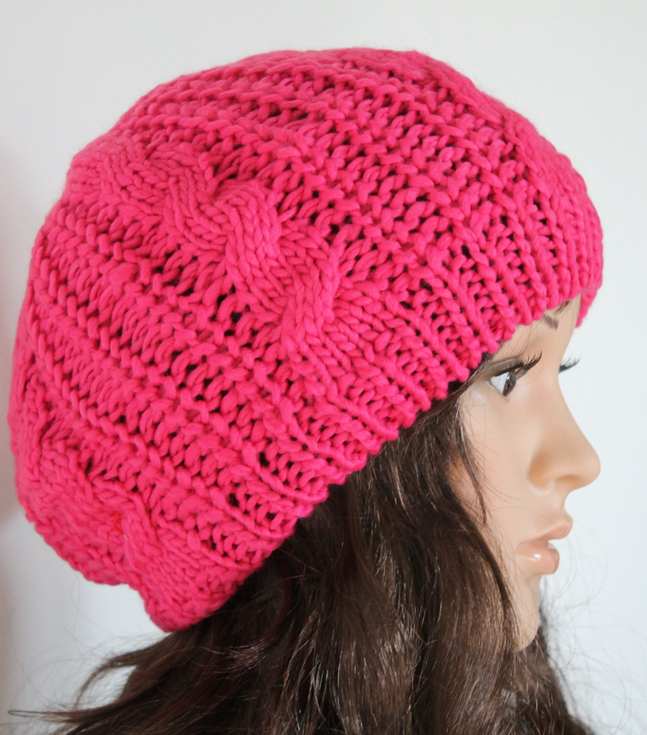 Womens Winter Hat Knitted Beanie Pink Knitted Hat Pink Hat