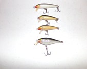 Four Vintage Rapala Lures in great condition. Gift for him, fishing tackle, man cave deocor