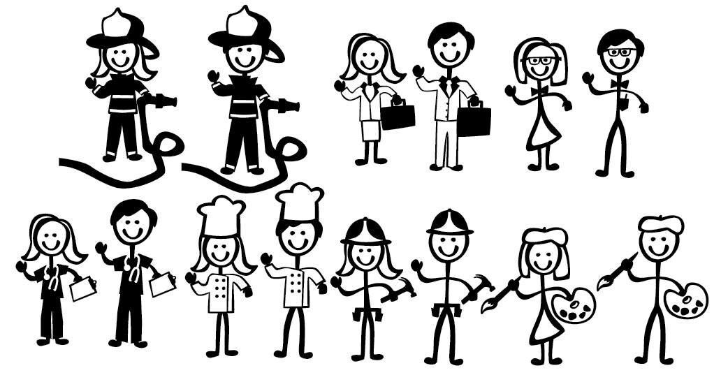 Download Stick Figure People Family Occupational Themed Vector Art