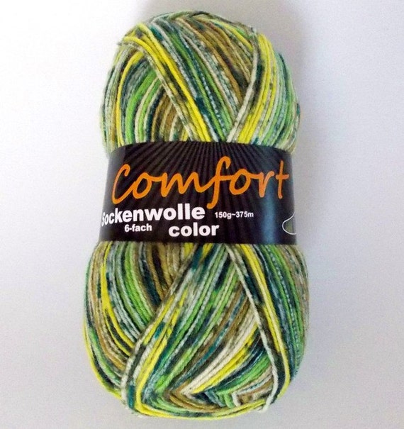 sock yarn greenyellow 6ply 602.04b by wollewelt on Etsy