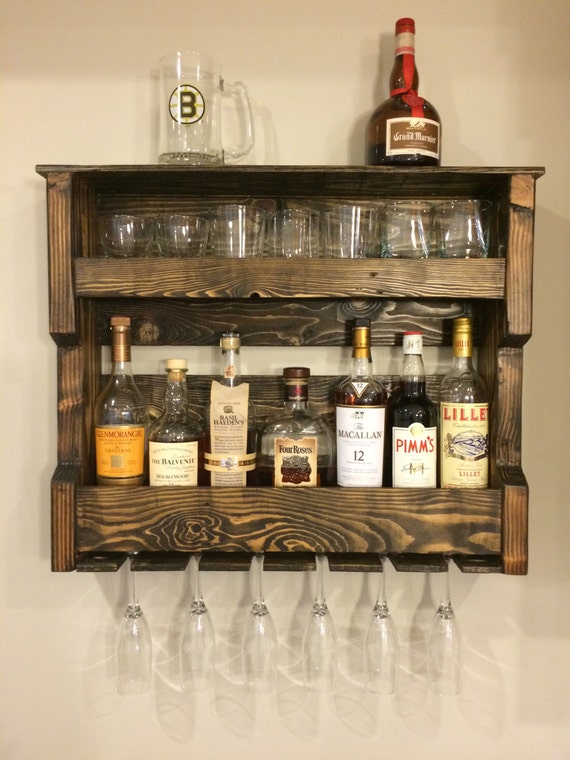 Wood Wine and/or Liquor Shelf Rack Pallet Wood Rustic