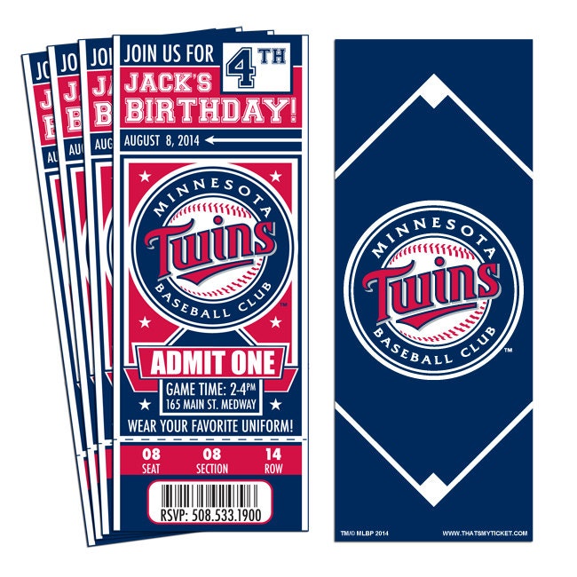 12 Minnesota Twins Custom Birthday Party Ticket by ThatsMyTicket