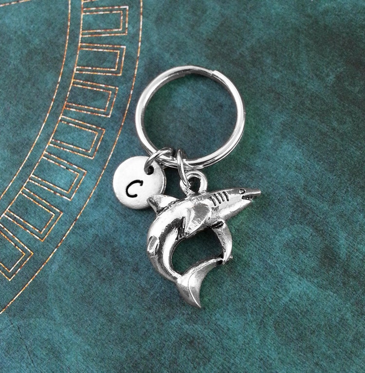 Shark Keychain Shark Keyring Personalized by MetalSpeakToo on Etsy
