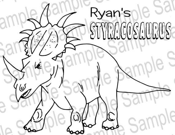 Download Printable Personalized Styracosaurus Dinosaur Coloring Sheet PDF or JPEG