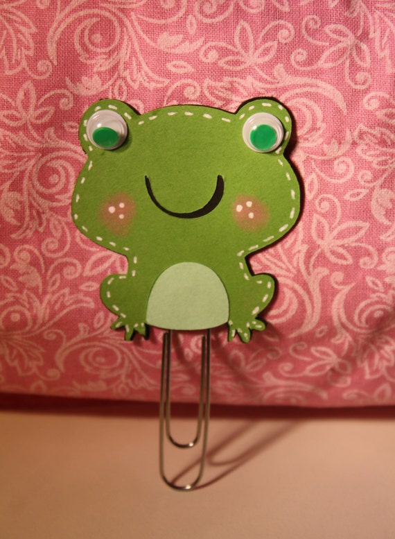 Frog Paper Clip Bookmark by creationbyheather on Etsy